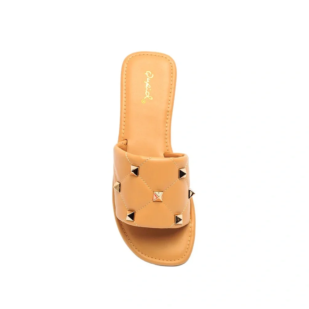Women's Quilted Slide Camel Sandals - Picture 2 of 2